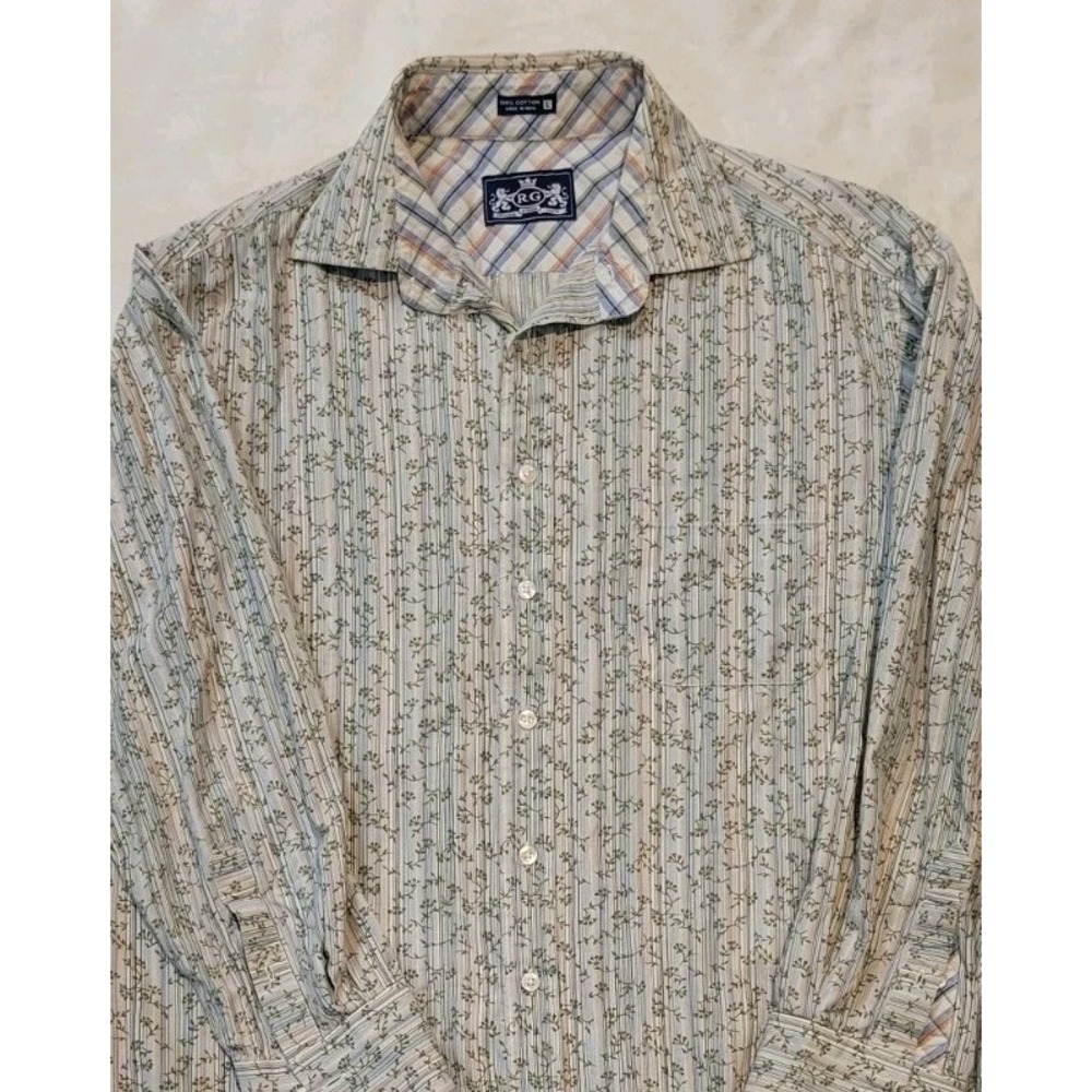 ROBERT GRAHAM FLIP CUFF LONG SLEEVE BUTTONDOWN FLORAL STRIPE PRINT MENS LARGE - Picture 3 of 7